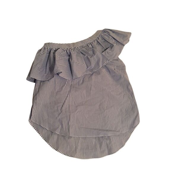 Veronica Beard Size 4 One Shoulder Blue/White Stripe Top Great Cond. Non Smoking - Picture 4 of 16